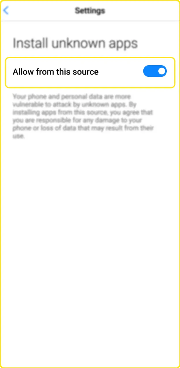 Allow the installation of the Bet365 app on Android.