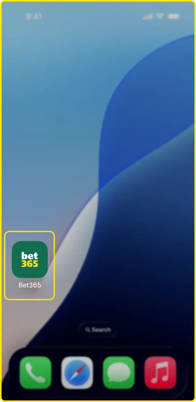 Launch the application shortcut and open the app for Bet365.