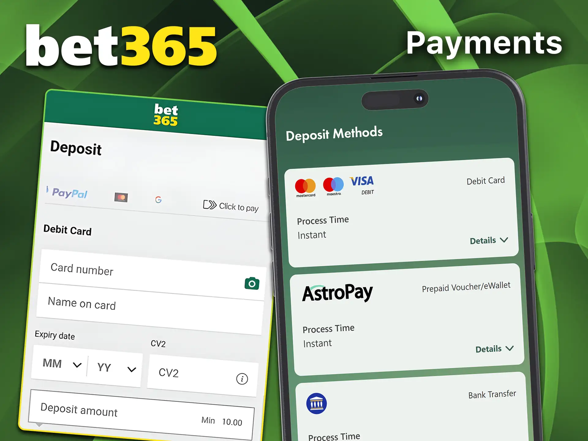 Use local deposit and withdrawal methods on Bet365.
