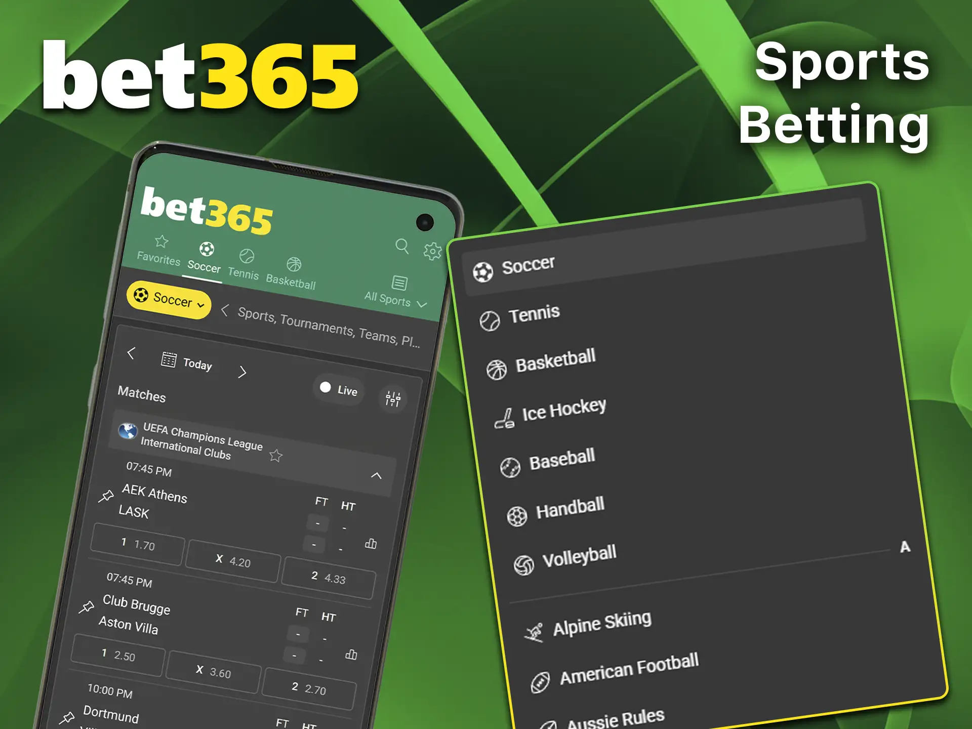 Place bets on cricket and major sporting events using the Bet365 app.