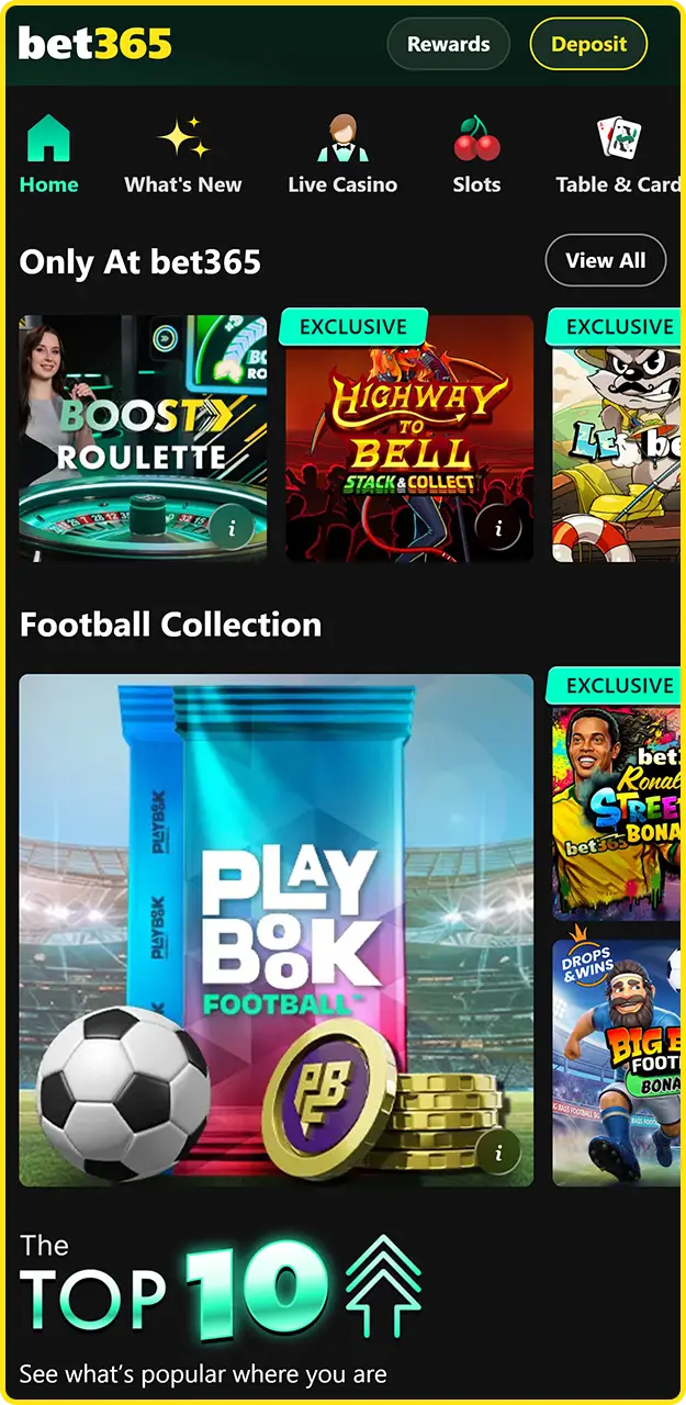 Choose your favorite slot at Bet365.