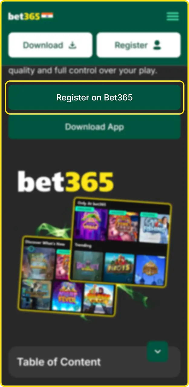 Complete the registration process to create your Bet365 account.
