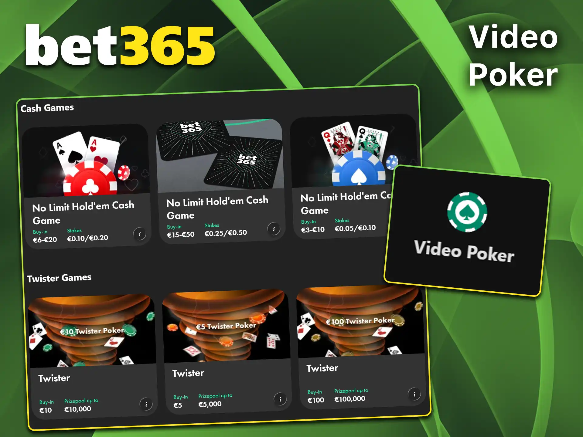 Build winning card hands playing video poker on Bet365.