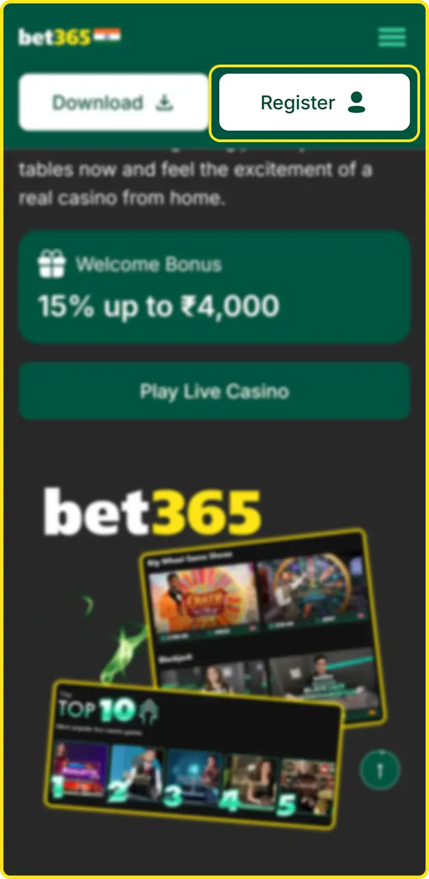 Fill out the registration form and create your account on Bet365.