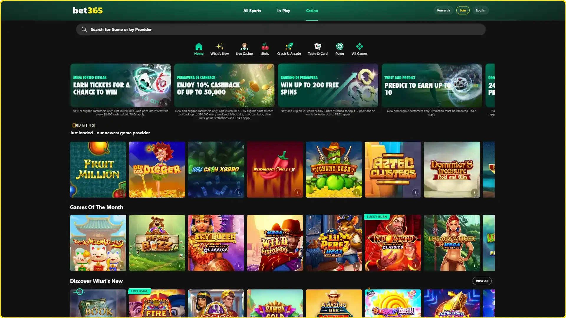 Play the best casino games at Bet365.