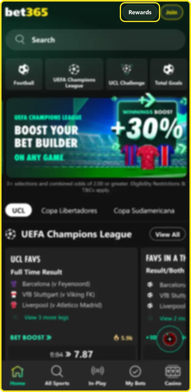 Claim your welcome bonus at Bet365.