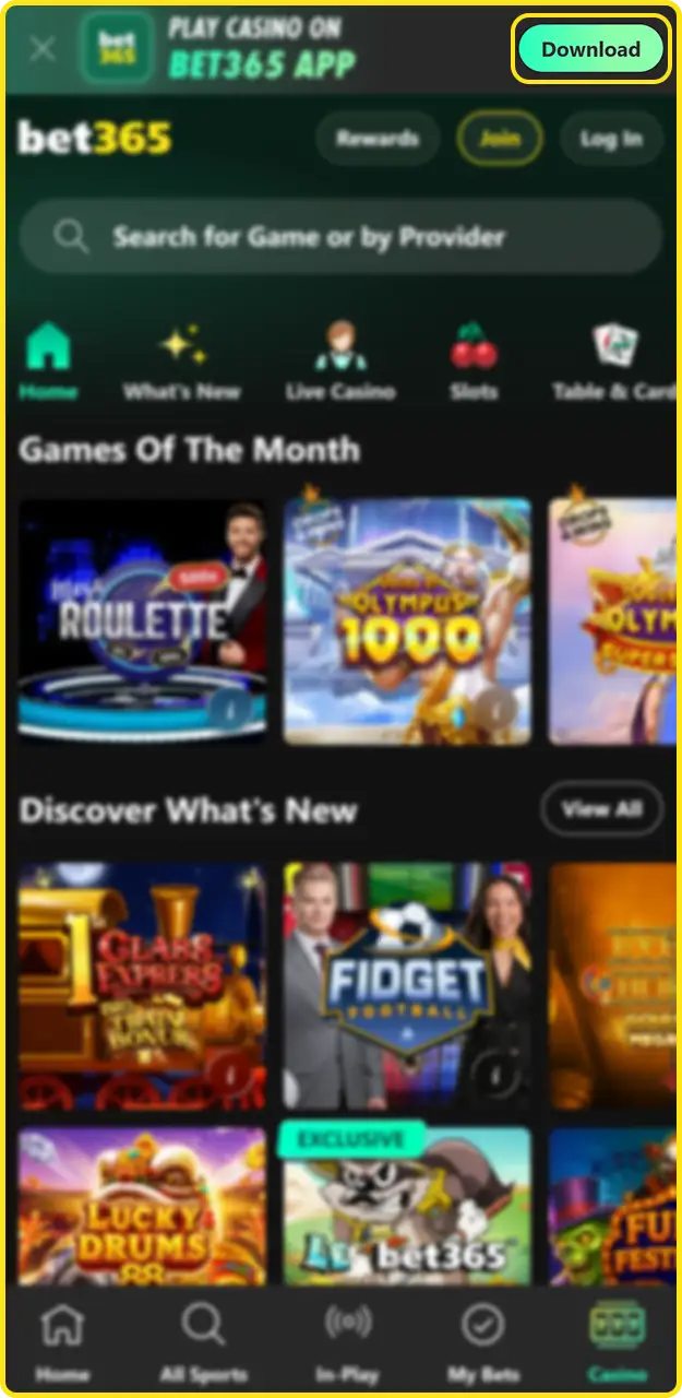 Download the app and log in to your Bet365 account.