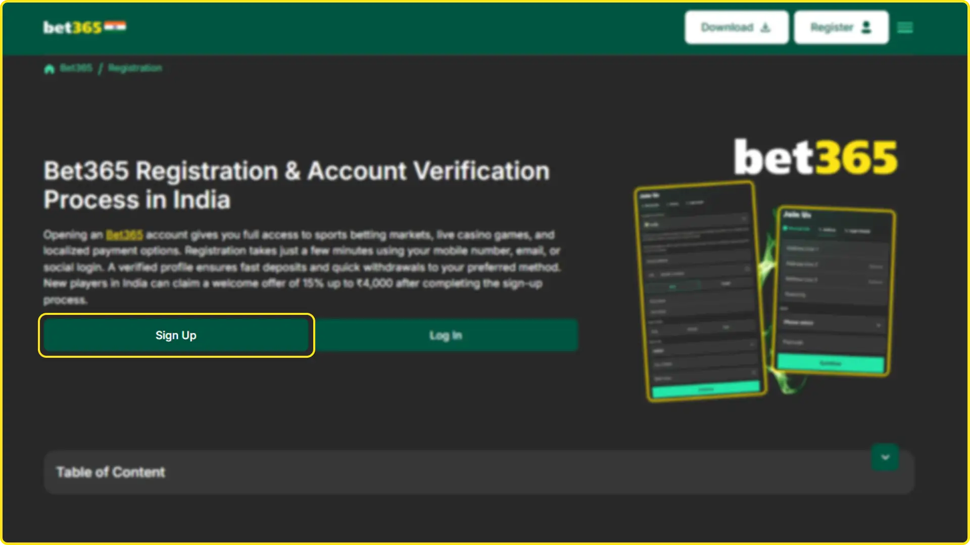 Learn how to sign up for Bet365.