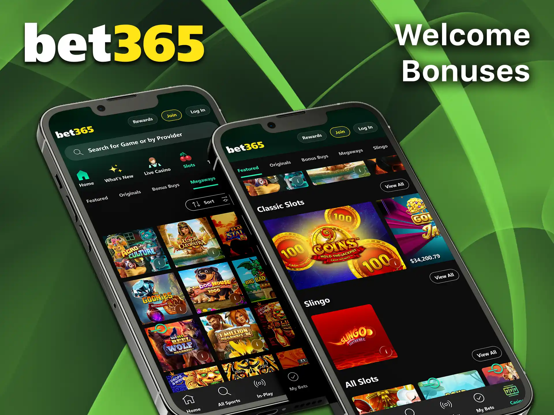 Play popular slots on the Bet365 mobile app.